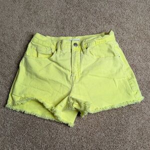 Good American Good 90s Neon Yellow Denim Shorts Size 8/29